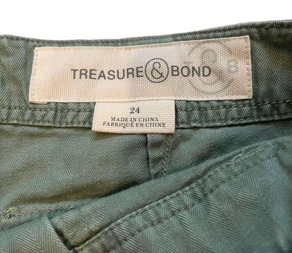 Treasure & Bond  Green Patched Utility Cropped Pants.