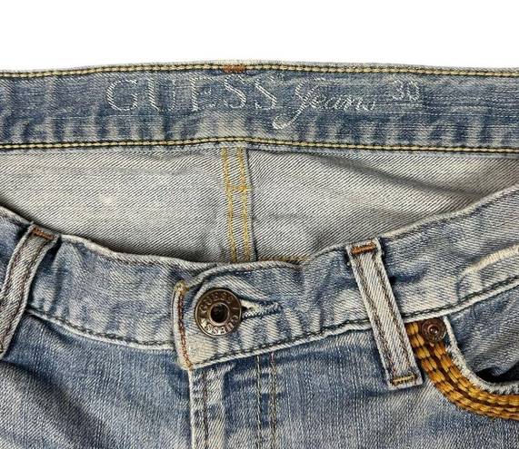 Guess  Y2K Cutoff Jean Shorts 30 Embroidered Flowers Vintage Distressed Logo