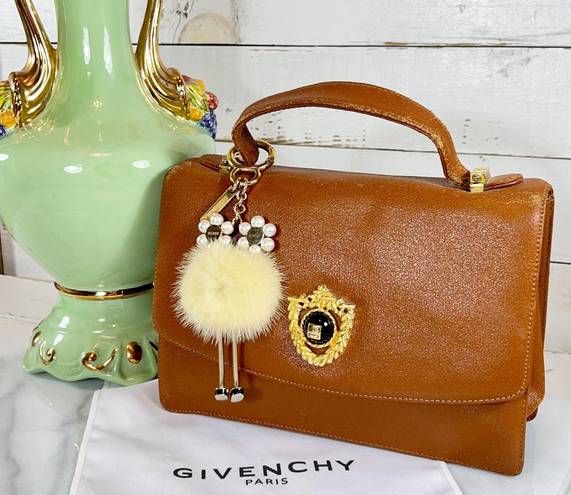 Givenchy Brown Leather Vintage Top Handle Logo Bag