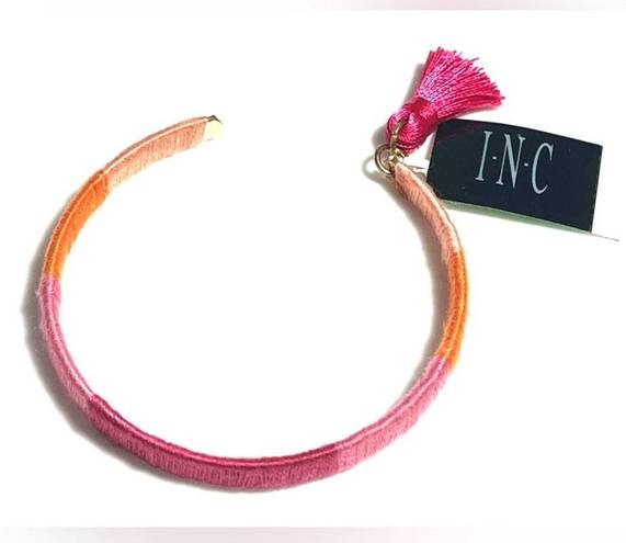 INC NEW  Gold-Tone Tassel Charm Color-Block Thread-Wrapped BRACELET Pink Orange