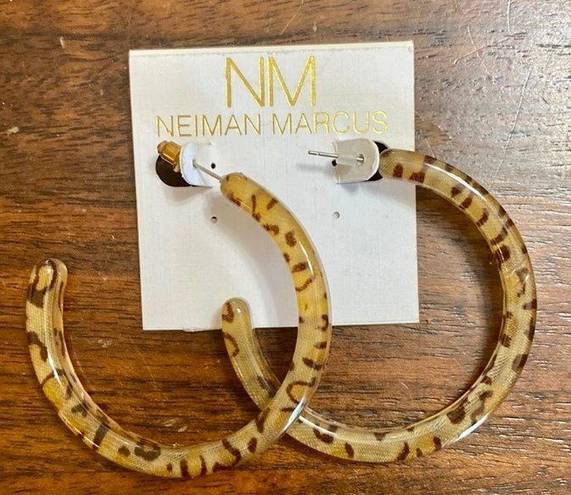 Neiman Marcus acrylic animal print hoop earrings New