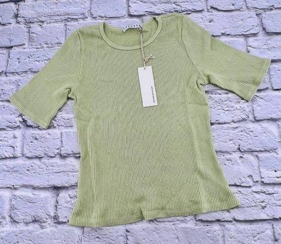 Lacausa NEW  by Anthropologie Sweater Rib Tee Fava Green Small Short Sleeve Slim