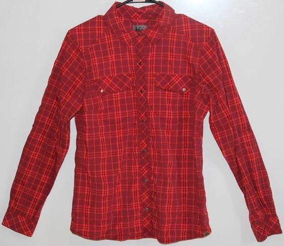 Rei Co-op Womens  Northway Plaid Red Snap Button Up Long Sleeve Shirt Size Medium