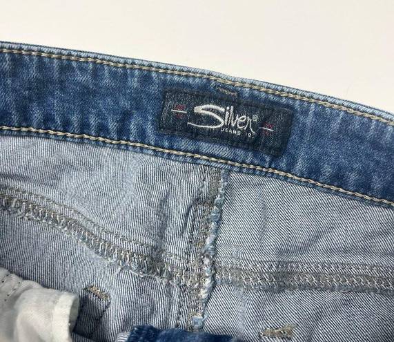 Silver Jeans  Aiko Jean Shorts Floral Embroidered Denim Size 28