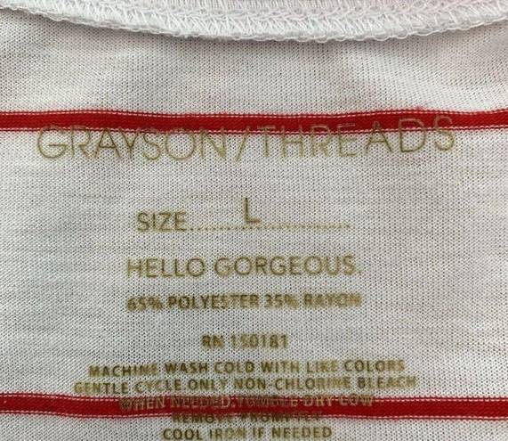 Grayson Threads  Patriotic Made in USA Rose Wine Red/White Striped tank Sz L