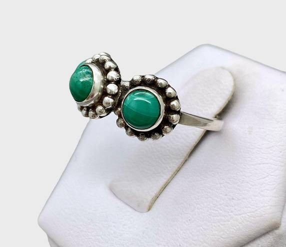 Sterling Silver Handmade Genuine Malachite Ring - Sz 5