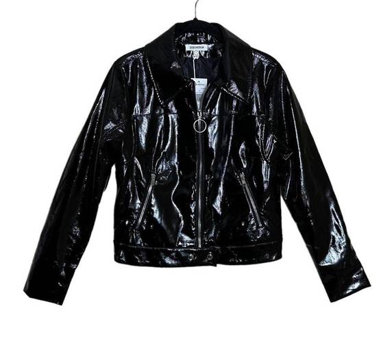 Good American  NWT patent faux leather biker jacket size Small