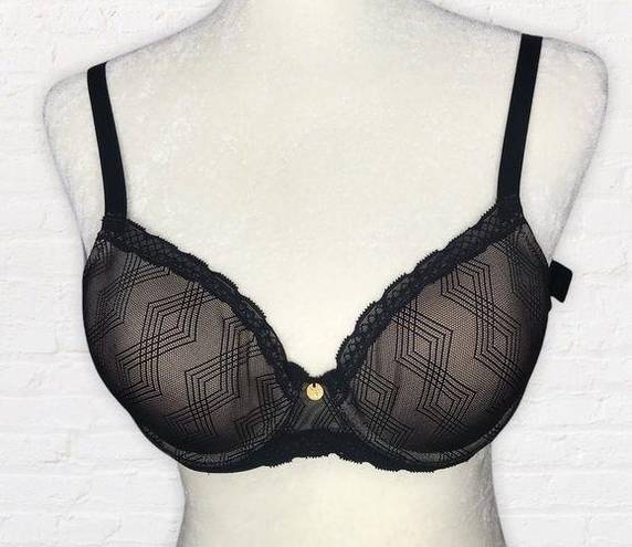 Natori  black lace bra geometric pattern 32C