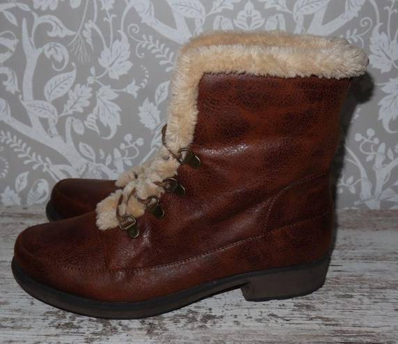 Wear Ever Fur Lined Boots Womens 8 M Brown Leather