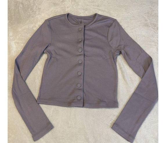 Outdoor Voices  NWT CozyRib Cropped Cardigan Earl Grey Light Purple Size S And M