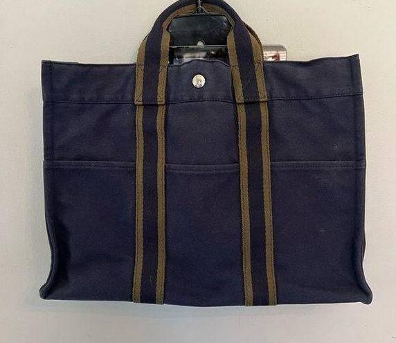 Hermès Hermes Canvas Herline GM Tote Navy