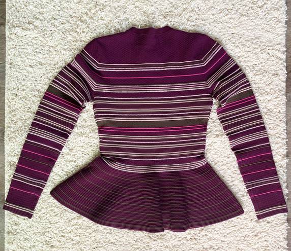 Ted Baker London Purple Stripe Peplum Blouse Sweater