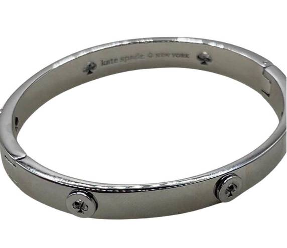 Kate Spade Brand New  Spot the Spade Studded Hinged Bangle Silver Tone