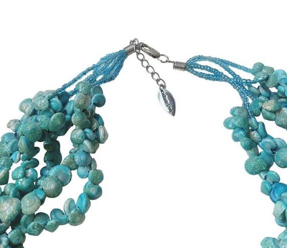 Coldwater Creek  Turquoise Blue Shell Statement Multi Strands Necklace