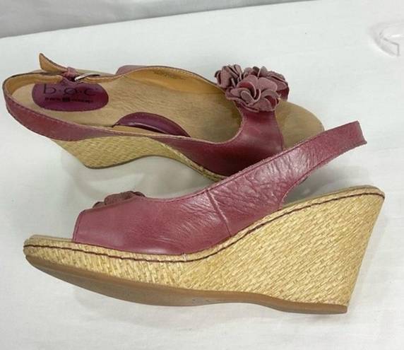 Born concept BORN Mauve Pink Wedge Sandals Open Toe Flower Woven Sz 9 B.O.C. 