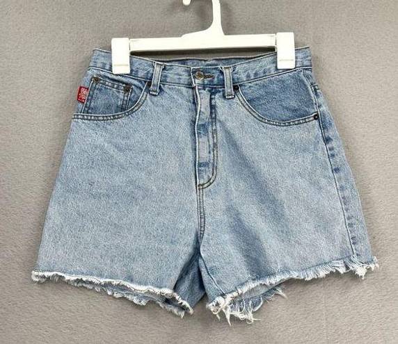 Vintage California Tag Jean Shorts Juniors 11/12 Light Wash Raw Hem High Rise