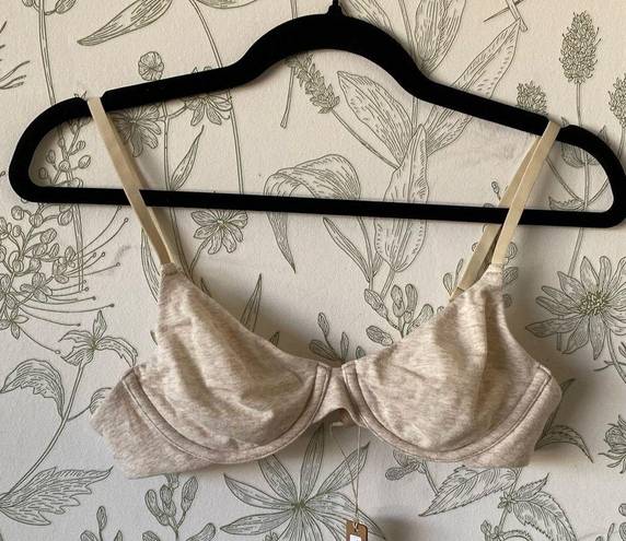 SKIMS  Cotton Jersey Underwire Bra 36B Heather Oatmeal BR-UWR-0637