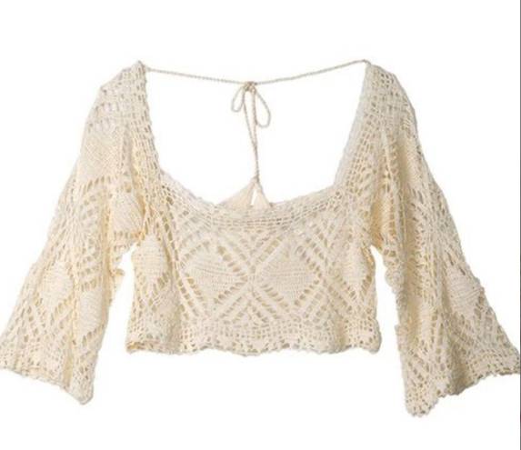 l*space 🔥 Cody Swim Coverup Crochet Sweater🔥- M/L NWOT