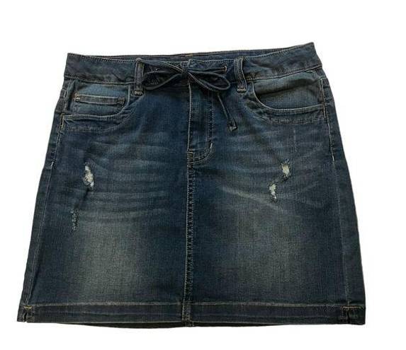 Chelsea and Violet  Distressed Denim Mini Skirt, Sz M