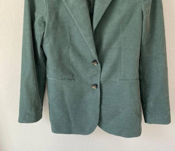 Mango Women’s Micro Corduroy Green Structured Blazer Size Medium