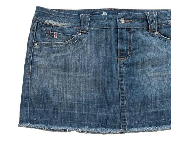 Candie's  Distressed Light Wash Y2K Denim Jean Mini Skirt Size 13 Junior