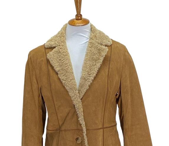 Gallery Penny Lane Y2K Faux Fur and Genuine Leather Suede Coat Beige