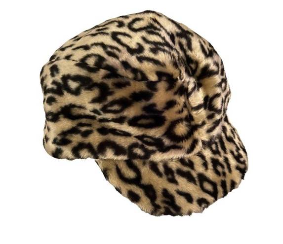 Pacific&Co Women's Leopard Faux Fur Baker Boy Cap San Diego Hat  OS