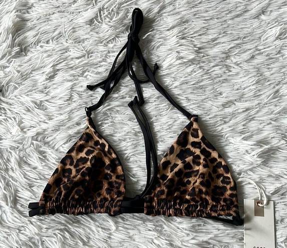 Good American 26.  Hi-Hi Tanga Reversible Bikini Top in leopard size 1