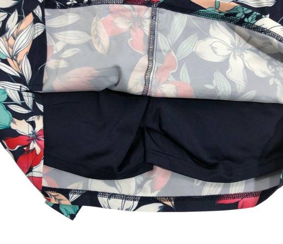 St. John’s Bay ST. JOHNS BAY Skort Shorts Skirt Size Large Navy Blue Floral Pockets Tie Belt