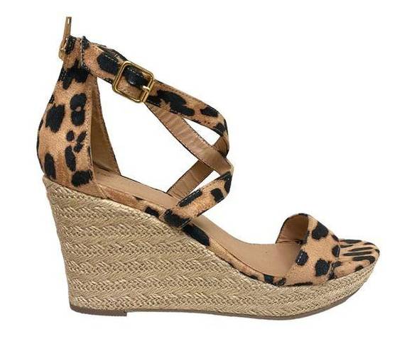 Charlotte Russe  Leopard Cross Strap Espadrille Wedge Sandals