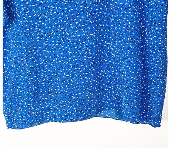 Oscar de la Renta MISS O By  x Neiman Marcus 100% Silk Blue Confetti Top, Small