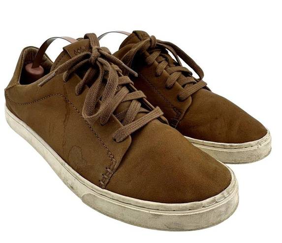 Olukai  Pehuea Li Ili Sneakers Lace Up Low Top Genuine Leather Casual Brown 7