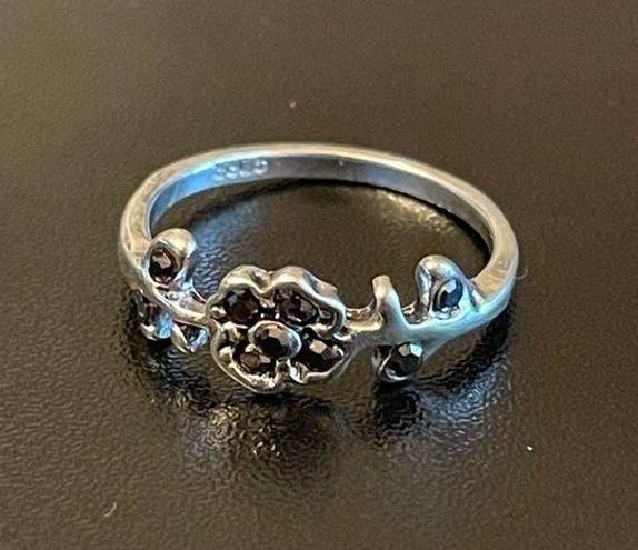 Onyx  stone S925 silver rose ring size 6.5
