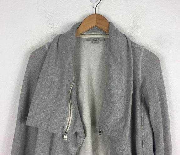 ALLSAINTS  Mila Dahlia Sweatshirt Grey Zipper Oversized Cardigan XS