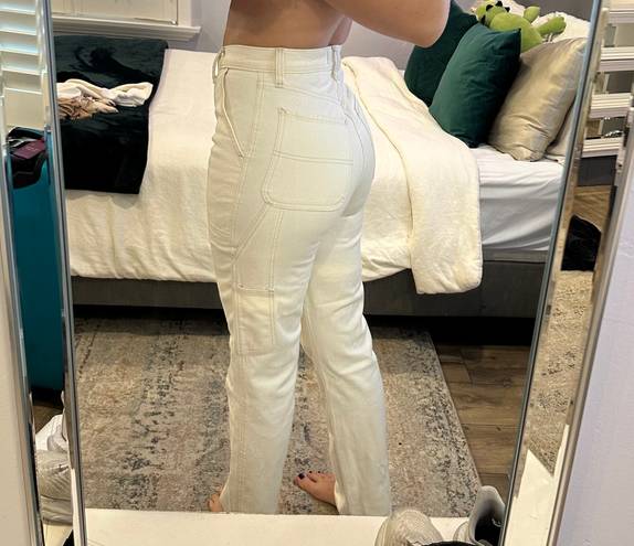 Abercrombie & Fitch 90s Straight Ultra High Rise White Cargo Pants