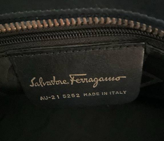 Salvatore Ferragamo  Navy Canvas & Leather Shoulder Bag