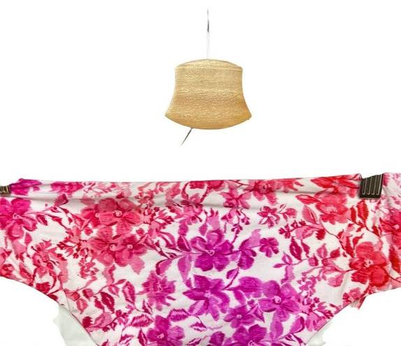 PilyQ  Azalea Floral High Waist Bikini Bottoms Pink Size Medium