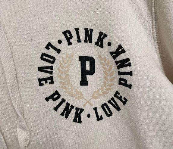 PINK - Victoria's Secret  Ivory Black Pullover Hoodie Sweater, L