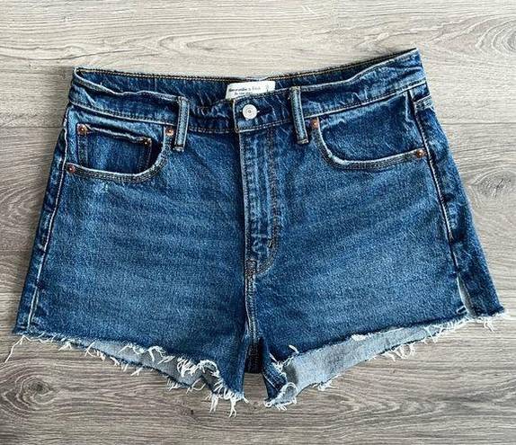 Abercrombie & Fitch The Mom Shorts High Rise Slit Hem Dark Blue Size 8 / 29