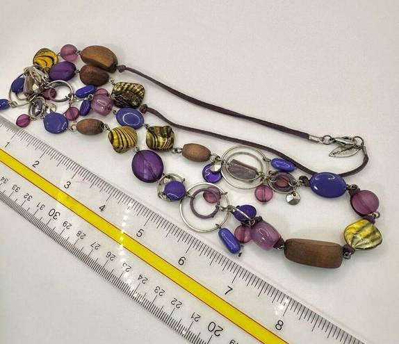 Coldwater Creek  purple and abalone beaded long necklace