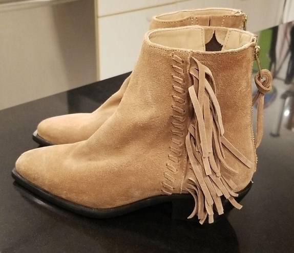 ALLSAINTS 💕💕 Layla Suede Fringe Boots ~ Cognac Sand Brown ~ 38 NWT (No Box)