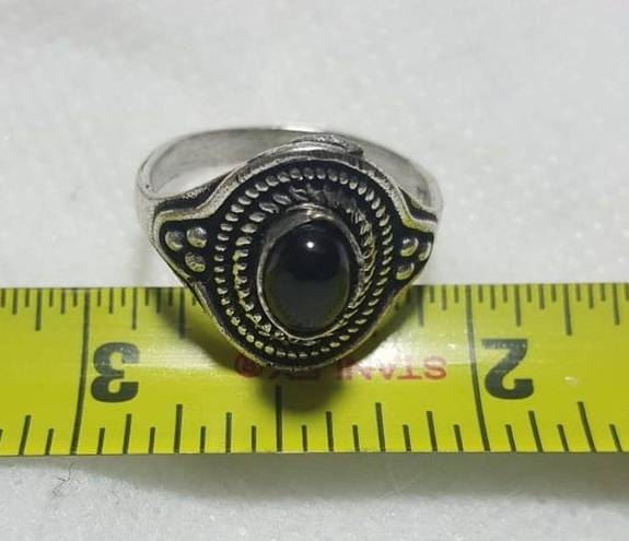 Onyx Natural Black  Sterling Silver Gemstone Ring No Stamp Ring size - 8