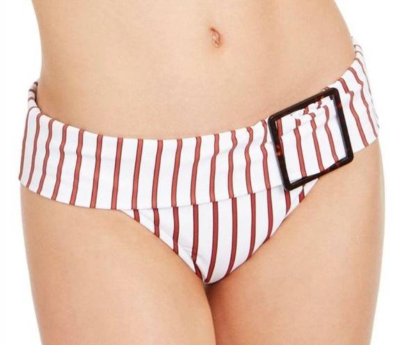 We Wore What NWT  Annie Bottom Neutral Stripe Print Lightweight Beach Swimsuit