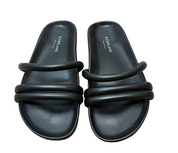 Everlane  Women’s "The Form" Three Strap Black Sandal Size 6 Puffy Slip On Slides