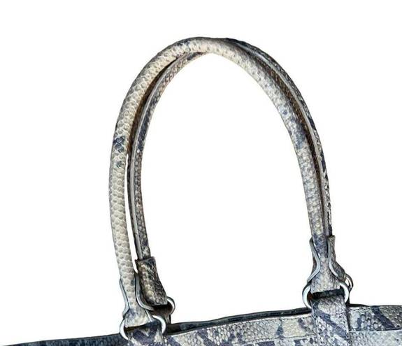 W By Worth  Leather Handbag Women's Snake Skin Texture Gray Blue Cream