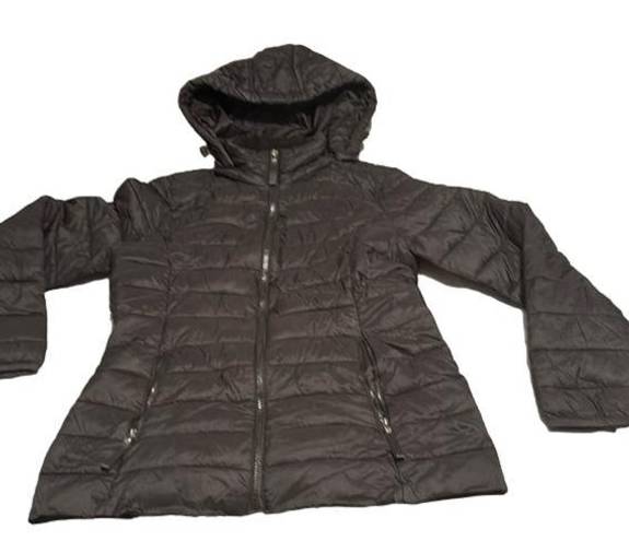 St. John’s Bay  Black Womens Small Puffer Winter Coat Hoodie Attachable