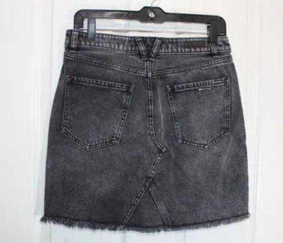 Volcom Women's High Waisted Raw Hem Black Denim Mini Skirt Size S