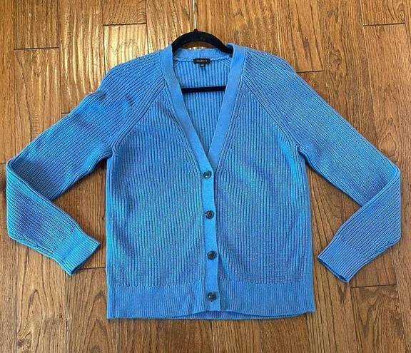 Talbots  blue shaker knit vneck cardigan size small