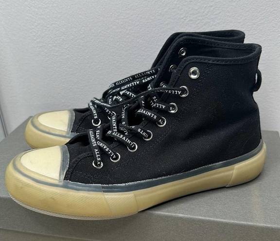 All Saints: Black High Top Sneakers logo laces