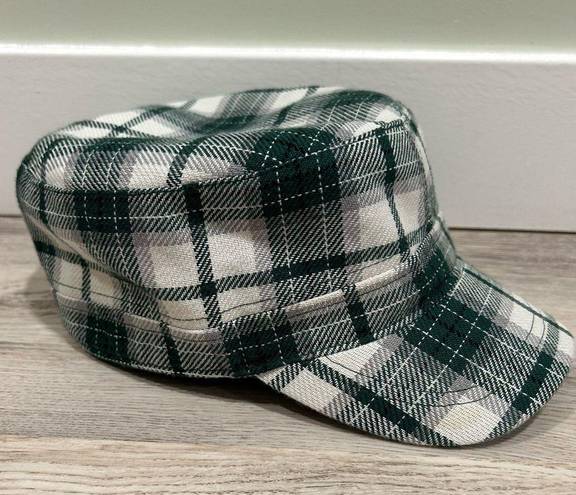 Michigan State Spartans MSU Green White Plaid Cadet Hat Cap Fitted Size S/M